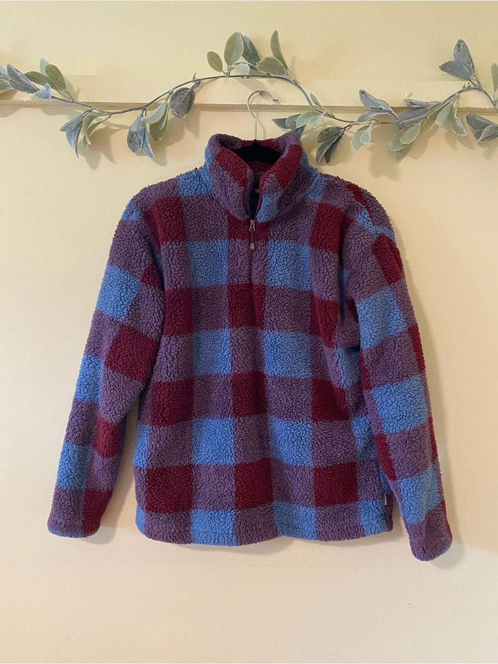 Eddie Bauer Plaid Sherpa Pullover